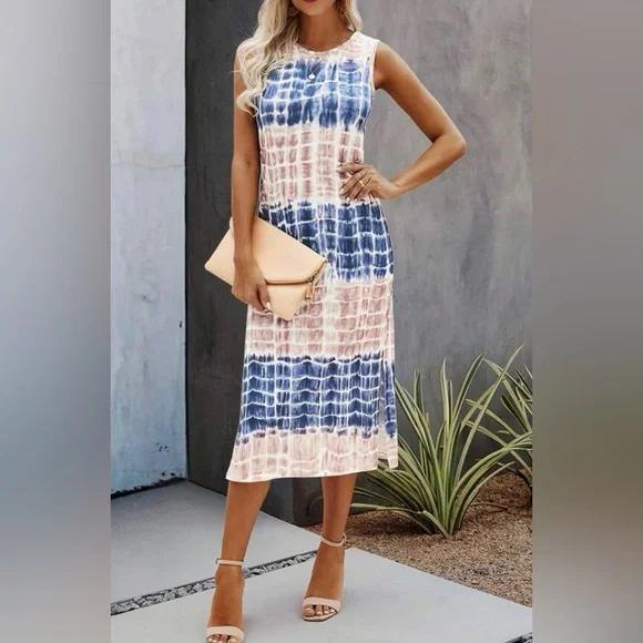 NWOT Tie Dye Split Hem Tank Dress - Picture 2 of 10